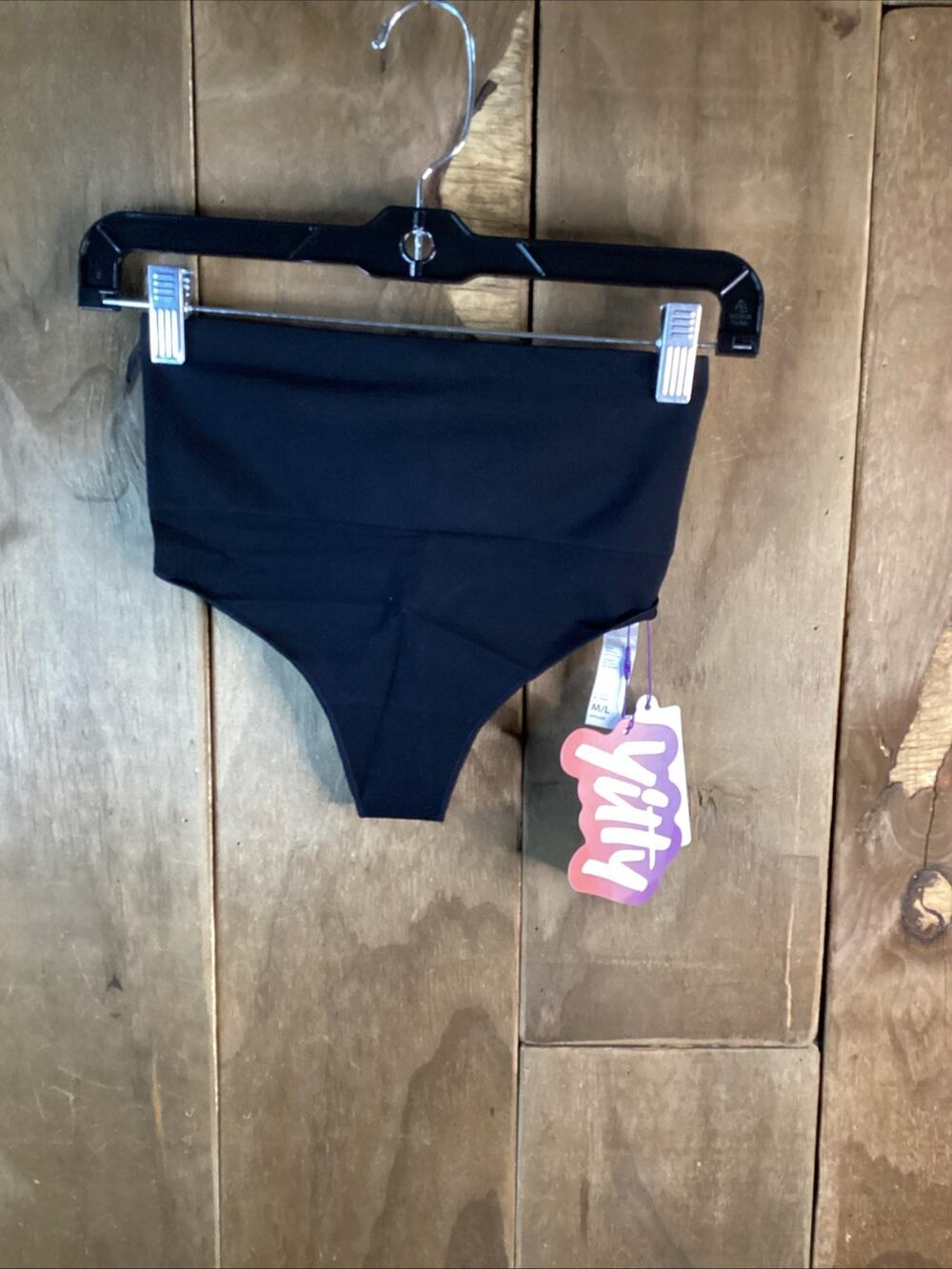 Fabletics Yitty Thong Nearly Naked Shaping High Waist Tummy Control Blk Size M/L